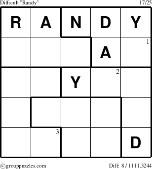 The grouppuzzles.com Difficult Randy puzzle for  with the first 3 steps marked