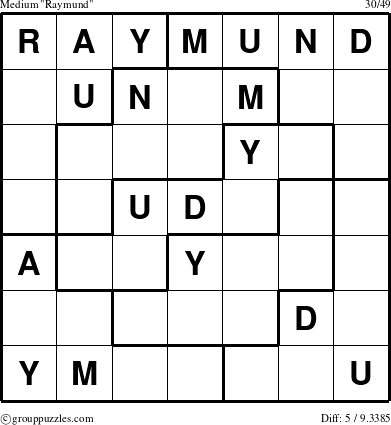 The grouppuzzles.com Medium Raymund puzzle for 