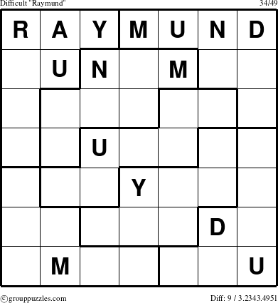 The grouppuzzles.com Difficult Raymund puzzle for 