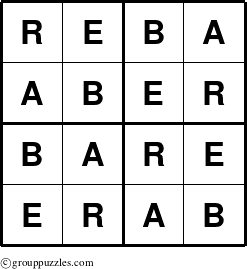 The grouppuzzles.com Answer grid for the Reba puzzle for 