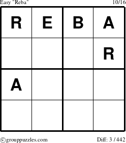 The grouppuzzles.com Easy Reba puzzle for 
