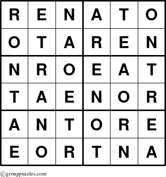The grouppuzzles.com Answer grid for the Renato puzzle for 