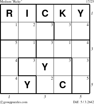 The grouppuzzles.com Medium Ricky puzzle for  with all 5 steps marked