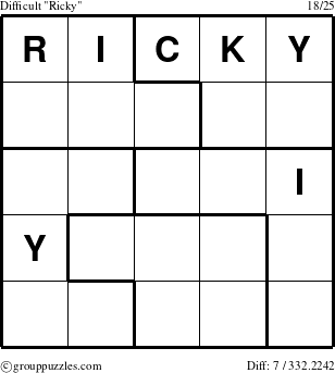 The grouppuzzles.com Difficult Ricky puzzle for 