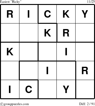 The grouppuzzles.com Easiest Ricky puzzle for 