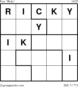 The grouppuzzles.com Easy Ricky puzzle for 