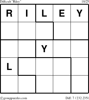 The grouppuzzles.com Difficult Riley puzzle for 