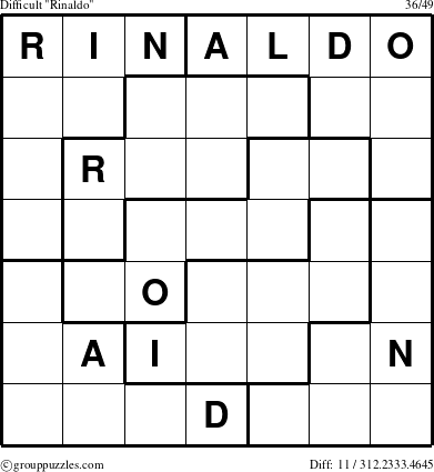 The grouppuzzles.com Difficult Rinaldo puzzle for 
