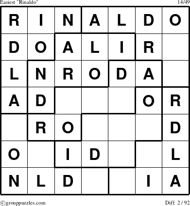 The grouppuzzles.com Easiest Rinaldo puzzle for 