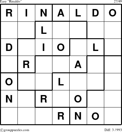 The grouppuzzles.com Easy Rinaldo puzzle for 
