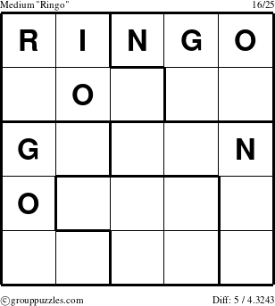 The grouppuzzles.com Medium Ringo puzzle for 