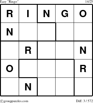 The grouppuzzles.com Easy Ringo puzzle for 