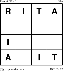 The grouppuzzles.com Easiest Rita puzzle for 