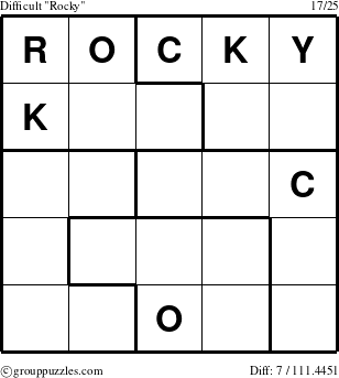 The grouppuzzles.com Difficult Rocky puzzle for 