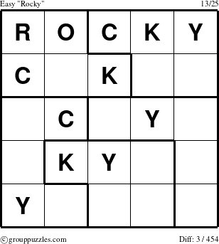 The grouppuzzles.com Easy Rocky puzzle for 