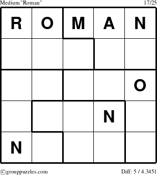 The grouppuzzles.com Medium Roman puzzle for 