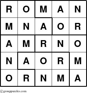 The grouppuzzles.com Answer grid for the Roman puzzle for 