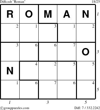 The grouppuzzles.com Difficult Roman puzzle for  with all 7 steps marked
