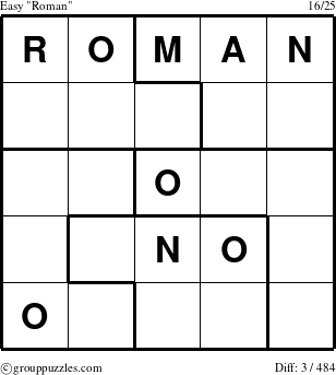 The grouppuzzles.com Easy Roman puzzle for 