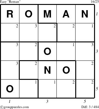 The grouppuzzles.com Easy Roman puzzle for  with all 3 steps marked