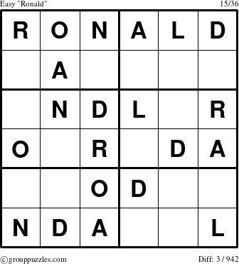 The grouppuzzles.com Easy Ronald puzzle for 