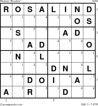 The grouppuzzles.com Medium Rosalind puzzle for  with all 5 steps marked
