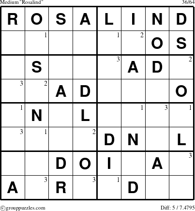 The grouppuzzles.com Medium Rosalind puzzle for  with the first 3 steps marked