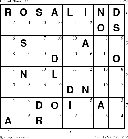 The grouppuzzles.com Difficult Rosalind puzzle for  with all 11 steps marked