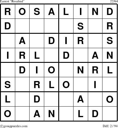 The grouppuzzles.com Easiest Rosalind puzzle for 