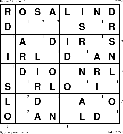 The grouppuzzles.com Easiest Rosalind puzzle for  with all 2 steps marked