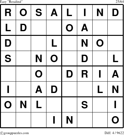 The grouppuzzles.com Easy Rosalind puzzle for 