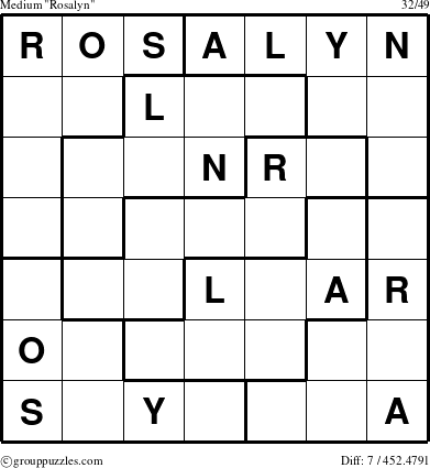 The grouppuzzles.com Medium Rosalyn puzzle for 