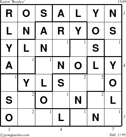 The grouppuzzles.com Easiest Rosalyn puzzle for  with all 2 steps marked