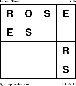 The grouppuzzles.com Easiest Rose puzzle for 