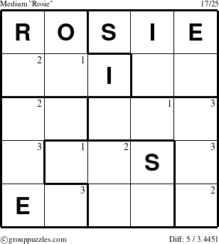 The grouppuzzles.com Medium Rosie puzzle for  with the first 3 steps marked