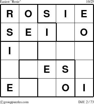 The grouppuzzles.com Easiest Rosie puzzle for 