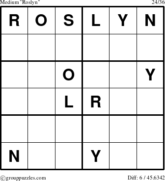 The grouppuzzles.com Medium Roslyn puzzle for 