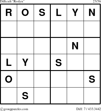 The grouppuzzles.com Difficult Roslyn puzzle for 