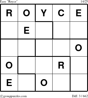 The grouppuzzles.com Easy Royce puzzle for 