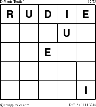 The grouppuzzles.com Difficult Rudie puzzle for 
