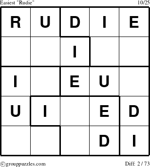 The grouppuzzles.com Easiest Rudie puzzle for 