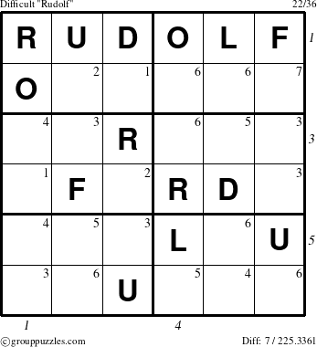 The grouppuzzles.com Difficult Rudolf puzzle for  with all 7 steps marked