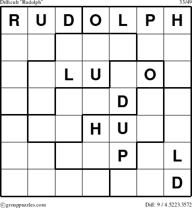 The grouppuzzles.com Difficult Rudolph puzzle for 