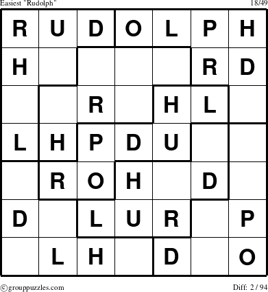 The grouppuzzles.com Easiest Rudolph puzzle for 
