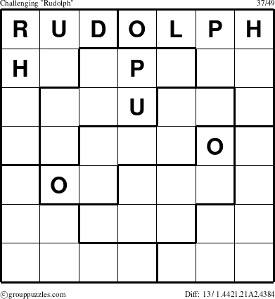 The grouppuzzles.com Challenging Rudolph puzzle for 