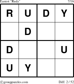 The grouppuzzles.com Easiest Rudy puzzle for 
