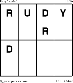 The grouppuzzles.com Easy Rudy puzzle for 
