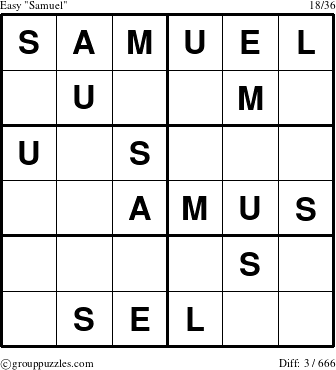 The grouppuzzles.com Easy Samuel puzzle for 