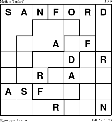The grouppuzzles.com Medium Sanford puzzle for 