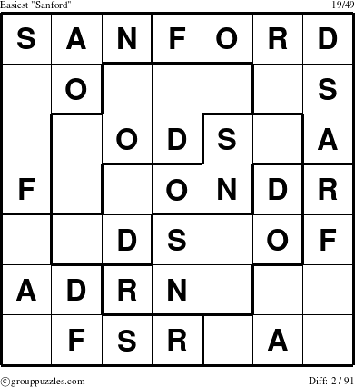 The grouppuzzles.com Easiest Sanford puzzle for 